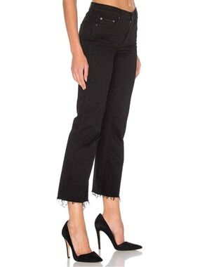 GRLFRND Black High-Rise Cropped Straight Jeans